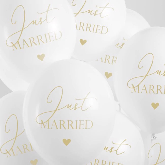 Balloner til bryllup med teksten "Just Married".